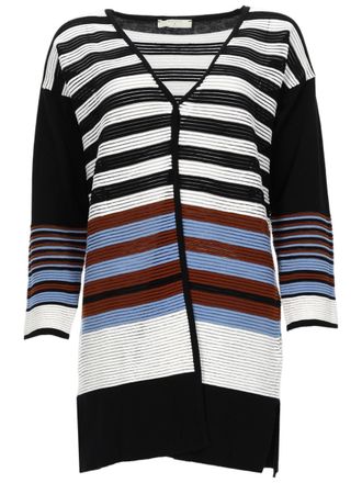 Beatrice .B V-Neck Cardigan with Striped Design and Relaxed Fit