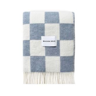 Maison Deux Checkerboard Blanket in Medium Blue at Nordstrom