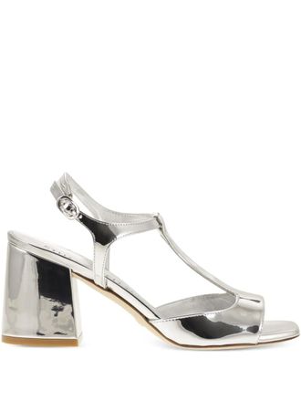Stuart Weitzman 85mm Flareblock mirrored sandals - Silver