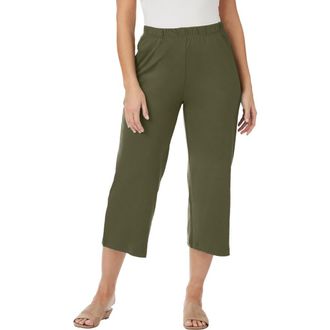 Jessica London Soft Ease Wide Crop in Dark Olive Green at Nordstrom, Size 1X