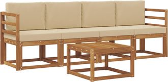 vidaXL Conjunto De Sof&aacute;s De Exterior 5 Uds. Natural Y Beige Vidaxl