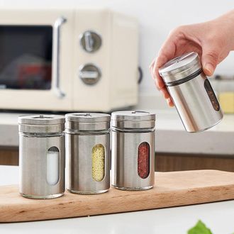 Elle Juego De 12 Botes Para Especias Con Tapas Giratorias, Botellas De Acero Inoxidable Para Condimentos, Botes Para Especias, Juego De Especias De Cocina,