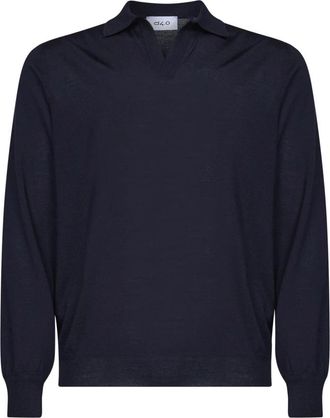 D4.0 Pullover van scheerwol met V-hals - Heren - V-hals truien - Blauw - L - Wol - Truien & Vesten