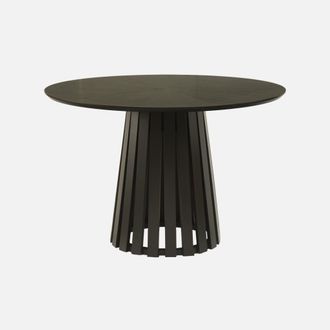 Sweeek Mesa De Comedor Redonda De Madera De Hevea Con Chapa De Roble, 4 Plazas