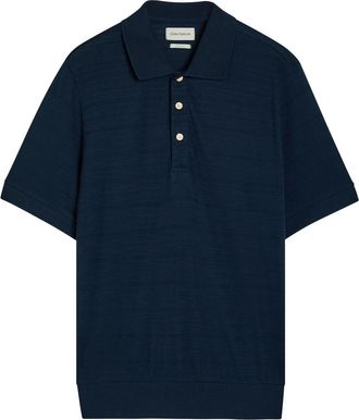 Oliver Spencer Glendale Fine-knit Polo Shirt - Navy - XL