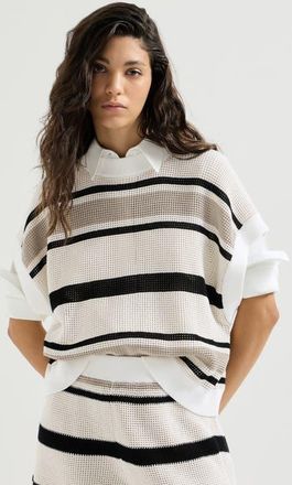 Brunello Cucinelli Cotton net knit T-shirt in White at Nordstrom, Size Xx-Small