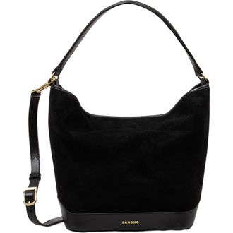 Sandro Soft suede shopping bag in Black at Nordstrom, Size Medium