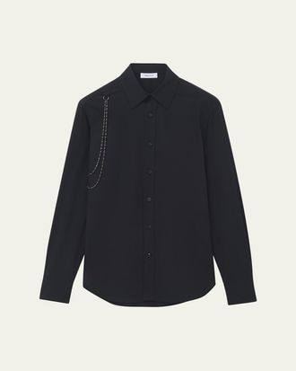 Alexander McQueen Mens Cotton Beaded-Harness Sport Shirt
