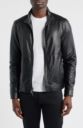 Bugatchi Reversible Leather Jacket in Black at Nordstrom Rack, Size Small