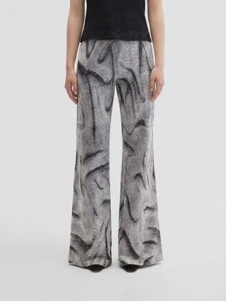 MACCAPANI Easy Flared Trousers in Printed Organic Cotton Blend