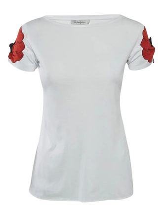 Saint Laurent Top met bloemenpatch - Wit