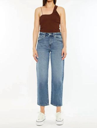 Kancan Jordana High Rise True Straight Jeans In Medium Wash