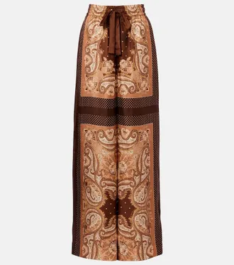 Zimmermann Pantalones palazzo Luna de seda con paisley y lunares