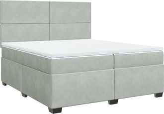 vidaXL Vidaxl - Cama Box Spring Con Colch&oacute;n Terciopelo Gris Claro 200x200 Cm