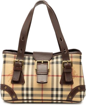 Burberry Borsa tote in tela cerata con motivo Haymarket Check e fibbia 2000-2017 - Marrone