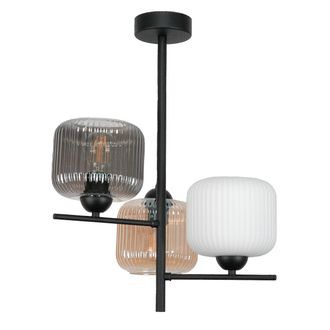OEM L&aacute;mpara De Techo Colgante Cl&aacute;sica Negra Con Pantalla De Cristal 15-444 Pablo