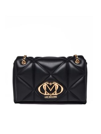Love Moschino Black Polyurethane Quilted Shoulder Bag