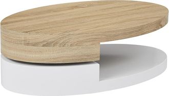 Vente-Unique Mesa de centro con tablero pivotante - MDF - Natural y blanco VITALY