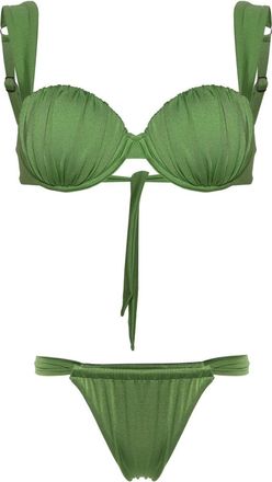 Noire Swimwear Cheeky ruched bikini set - women - Elastane/Polyamide - S - Green
