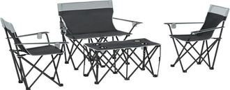 OUTSUNNY 4 Piece Foldable Camping Table and Chairs Set, Grey