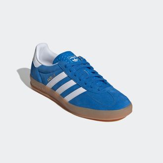 adidas Sneaker ADIDAS ORIGINALS GAZELLE INDOOR, Herren, Gr. 39, blau (blaubird, ftwwht, gum2), Leder, Synthetik, Schuhe Sneaker