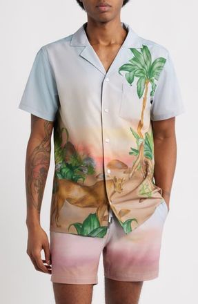 MAVRANS Florida Panther Weekend Short Sleeve Performance Button-Up Shirt in Multi at Nordstrom, Size Xx-Large