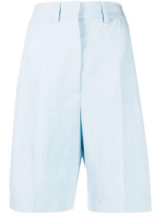 Casablanca tailored high-waist shorts - women - Silk/Viscose - 34 - Blue