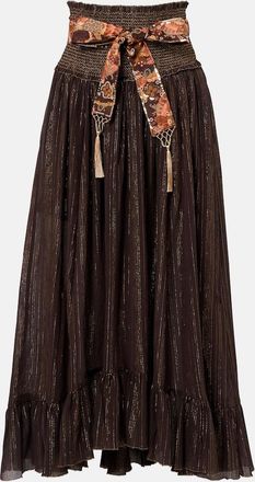 Zimmermann Gonna midi Aster in cotone e seta lam&eacute;