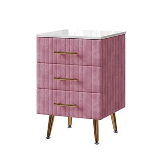 Vicco Comodino Camera Da Letto Velia, Rosa, 41 X 62 Cm Con 3 Cassetti, Vicco