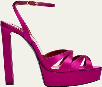 Saint Laurent 110mm Chandelle Satin Platform Sandals