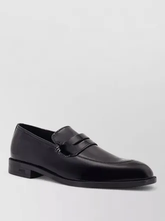 HUGO BOSS leather loafers round toe saddle detail