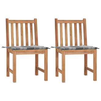 vidaXL Sillas De Jard&iacute;n 2 Unidades Madera Maciza De Teca Con Cojines Vidaxl