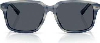 Brooks Brothers 57mm Rectangular Sunglasses in Blue /Blue Grey Solid at Nordstrom