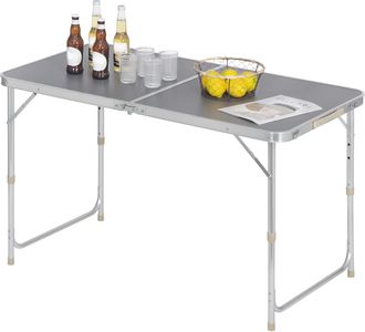 Woltu Woltu Tavolo Da Campeggio Pieghevole Portatile Con Maniglia Per Picnic Giardino Grigio