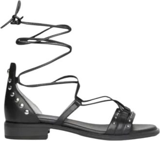 Nero Giardini Zwarte platte sandalen E218670D - Dames - Sandalen - Zwart - 35 EU - Schoenen