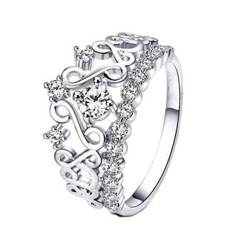 Hollywood Sensation Princess Crown Ring with Cubic Zirconia Stones in Silver at Nordstrom, Size 6