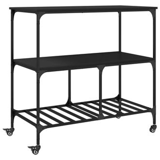 vidaXL Vidaxl - Carrito De Cocina Madera De Ingenier&iacute;a Negro 100x50x95 Cm
