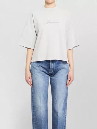 Jacquemus ribbed cropped oversized cotton t-shirt