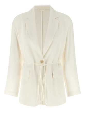 Brunello Cucinelli Blazer met enkele rij knopen en kant - Wit