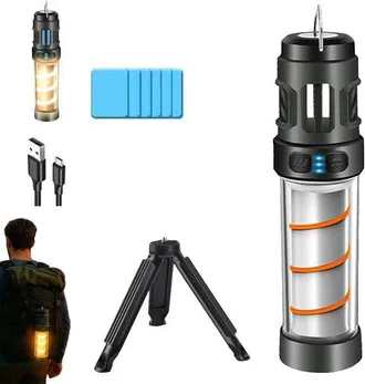 OEM Lampada Da Campeggio Portatile E Integrata, Luce Di Emergenza Impermeabile Ipx5 Con Treppiede, Cinque Livelli Di Luminosit&agrave; Regolabili, Funzione Di Ri