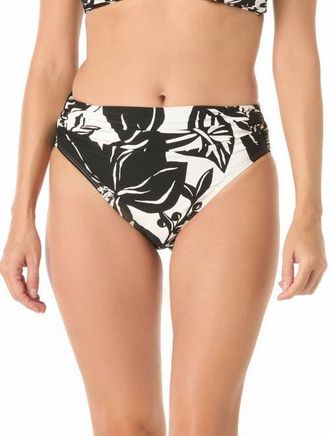 Carmen Marc Valvo Ruched Bikini Bottom in Black/white at Nordstrom, Size X-Small