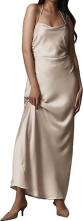 BHLDN Saylor Satin Cowl Neck Maxi Dress In Champagne