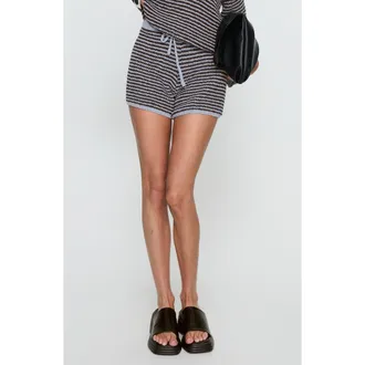 Princess Polly Serenique Knit Striped Shorts in Blue/chocolate at Nordstrom, Size Large/x-Large