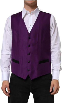 Dolce & Gabbana Formal Dress Vest - Heren - Gillet - Paars - 2XL - Wol - Kostuums