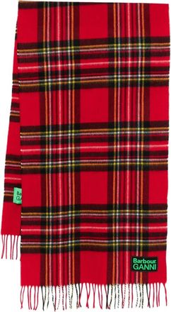 Barbour Sciarpa con frange - Rosso