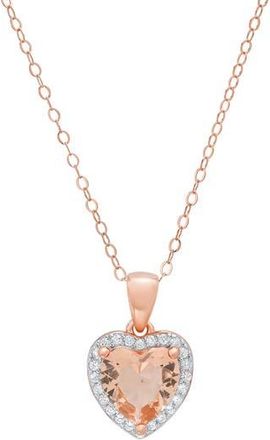 Queen Jewels Cubic Zirconia Halo Heart Pendant Necklace in Rose Gold at Nordstrom Rack