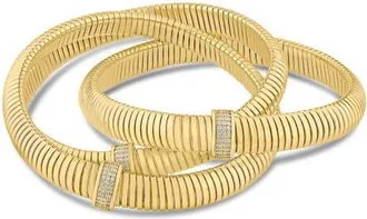 Kenneth Jay Lane Cubic Zirconia Triple Coil Stretch Bracelet in Gold Plated at Nordstrom