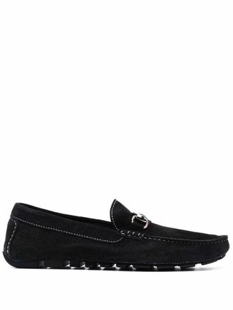 Philipp Plein suede logo plaque moccasins - Black