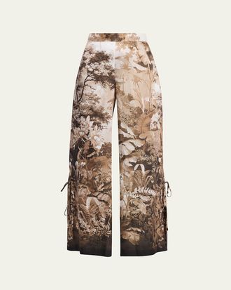 Kobi Halperin Helena Wide-Leg Botanical-Print Pants