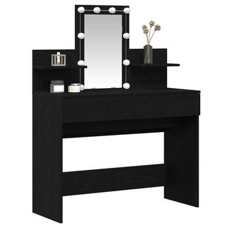 Berkfield Home Elegant Dressing Table with LED Black Oak 100x40x130 cm | Size: 100 x 40 x 130 cm